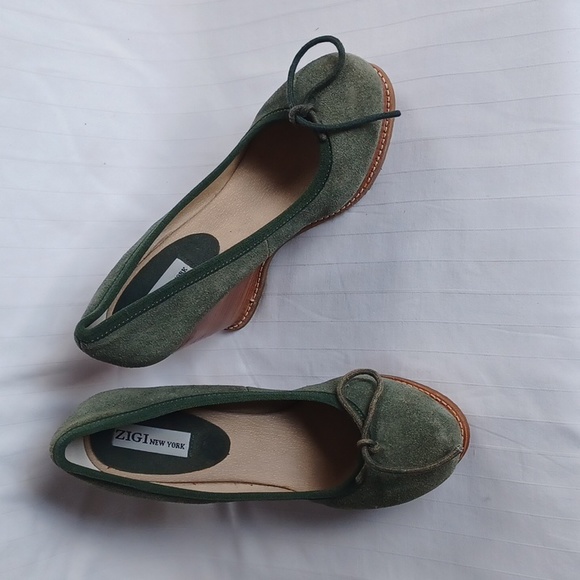 Zigi New York Moss Green Suede Wedge Heels NEW- Sz. 7.5 - Picture 2 of 10